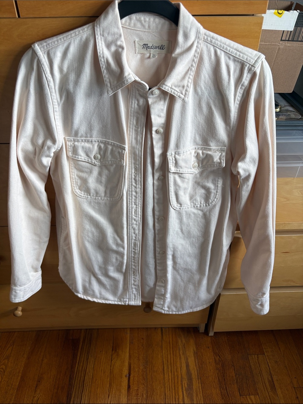 Madewell Pale Beige Button-Front Utility Shirt Jacket